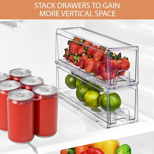 Clear Storage Drawers for Refrigerator with Handles (6 Pack / Small)