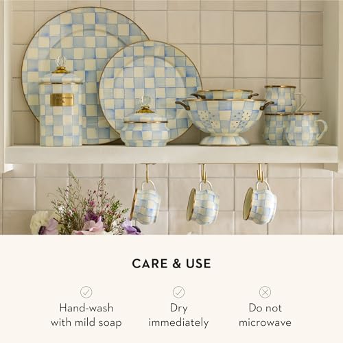 Enamel Colander (Large / Sky Check)