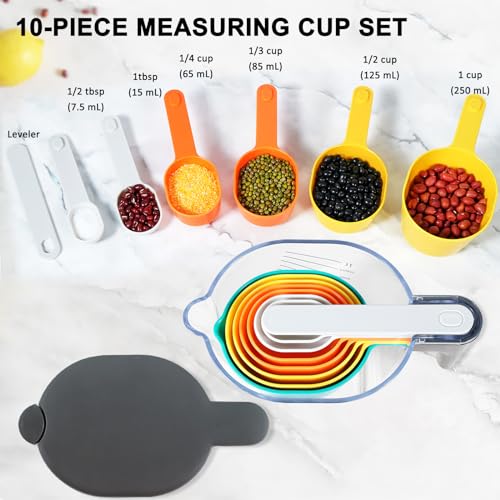 19 Pc Magnetic Measuring Cups and Spoons Set (19 Piece - Multicolor set)