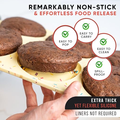Jumbo Top Silicone Muffin Pans for Baking (Confetti / Top Jumbo (6 Cups))