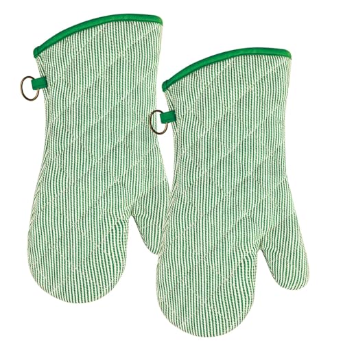 Yarn Dyed Oven Mitts 1 Pair (Green)