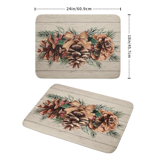 Winter Pine Cone Dish Drying Mat Holly Berries Dish Draining Mat Microfiber Washable Dish Drainer Rack Mat for Home Kitchen Counter 18"x24" (Winter Pine Cone / 18" x 18")