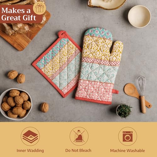 Pot Holders 100% Cotton Potholders (002 - Provence / 8" x 8" (Pot Holder Pack of 2))
