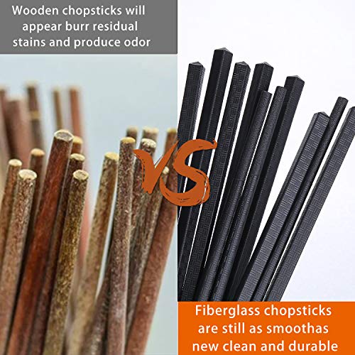 10 Pairs Fiberglass Chopsticks (black bamboo texture)