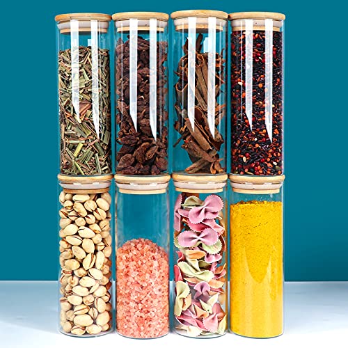 10 Pack 14 oz Glass Jars with Airtight Bamboo Lids for Kitchen (14 fl oz (10 pcs))