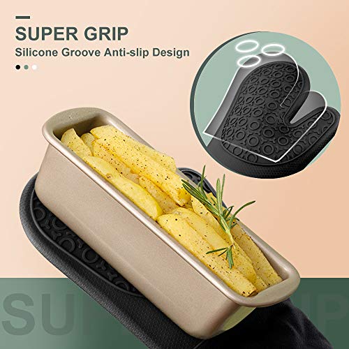 Silicone Oven Mitts (Black / 14.6in Oven Mitts)