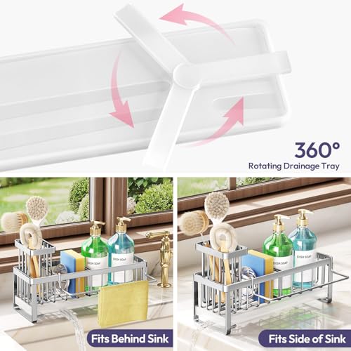 Sponge Holder for Kitchen Sink (Silver-large / Large)