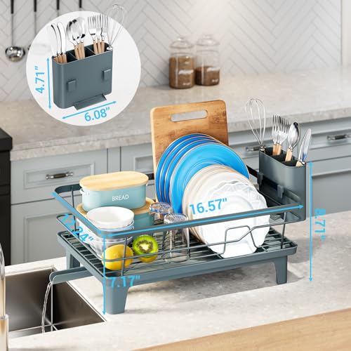Urakify Dish Drying Rack for Kitchen Counter (Blue)