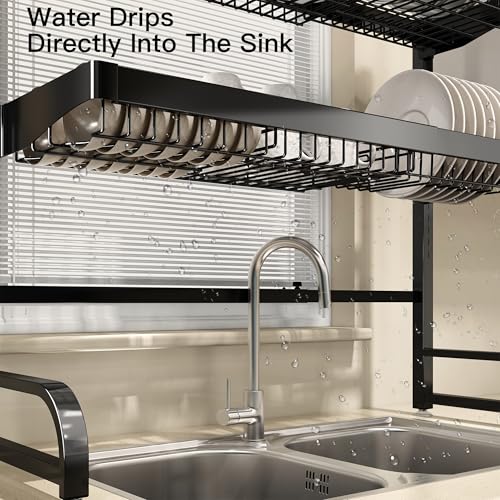 Over The Sink Dish Drying Rack (Black / 3 Tier, Over Sink)