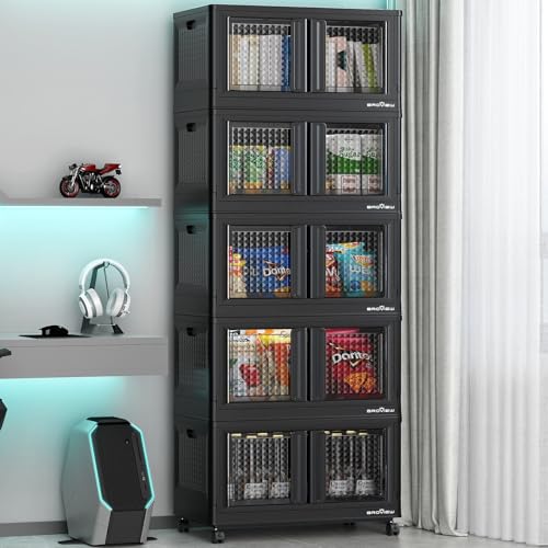 500Qt Stackable Storage Bins with Lids (Black / 125 GAL)