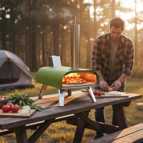 12" Multi Fuel Outdoor Pizza Oven Reach up to 1110℉ (Green)