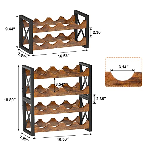 2-in-1 Wine Rack Countertop, Small Wine Rack Organizer Holder, Wooden Wine Rack Inserts for Cabinet, Stackable Wine Rack for Kitchen,Home Bar (Modern)
