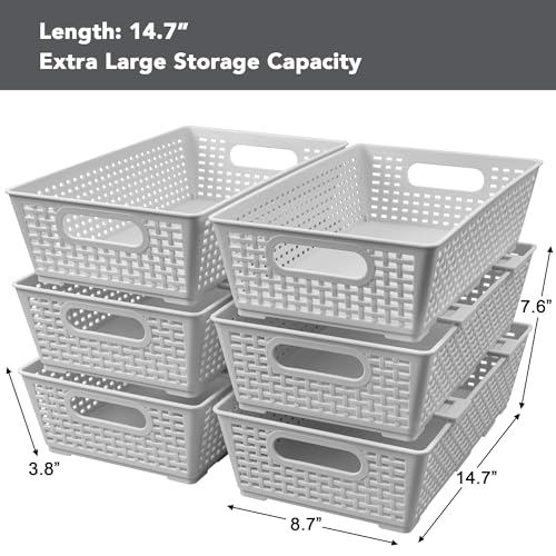 Stackable Woven Plastic Basket (Gray)