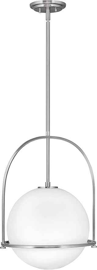 Hinkley Somerset 3405BN Large Hanging Pendant Light, Etched Opal Glass Globe, for Even or Sloped Ceilings, Customize Installation Height, Brushed Nickel