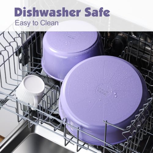 17 Piece Ceramic Detachable Handle Pots and Pans Set Purple (Purple / 17 Piece)