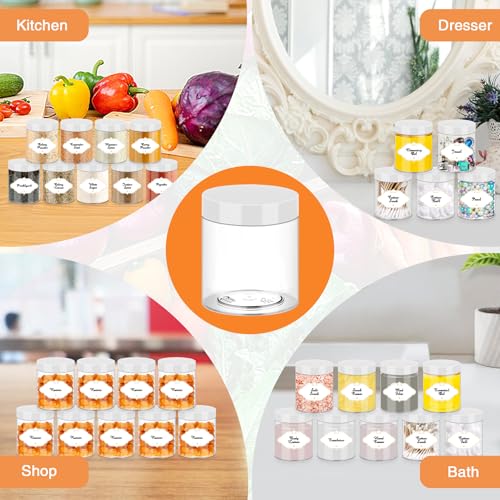 8 OZ Plastic Jars (8OZ 48Pcs White)