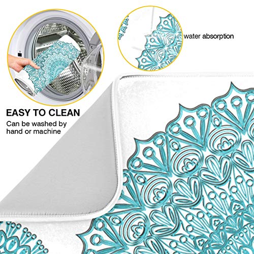 Super Absorbent Dish Drying Mat (Turquoise Mandala / 18" x 24")