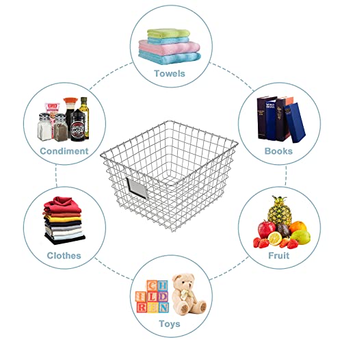 Extra Large】 Wire Handmade Basket 4 Packs (Extra-Large Silver)