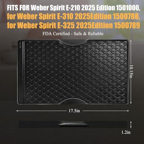 Grill Griddle for Weber Spirit E210 Spirit II E210 (17.5" x 10.2" x 1.2")