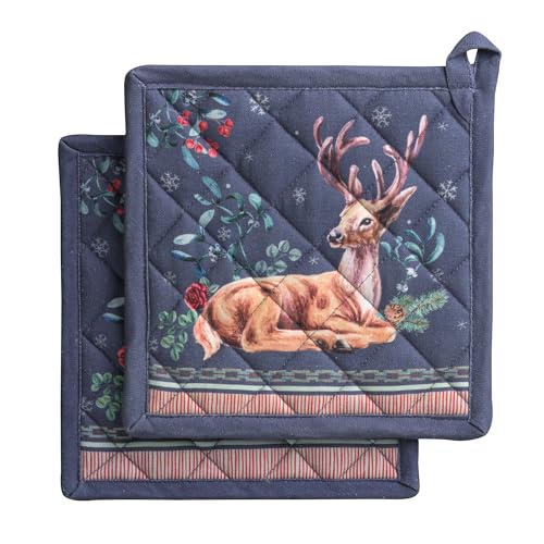 Pot Holders 100% Cotton Potholders (086 - Christmas Joy / 8" x 8" (Pot Holder Pack of 2))