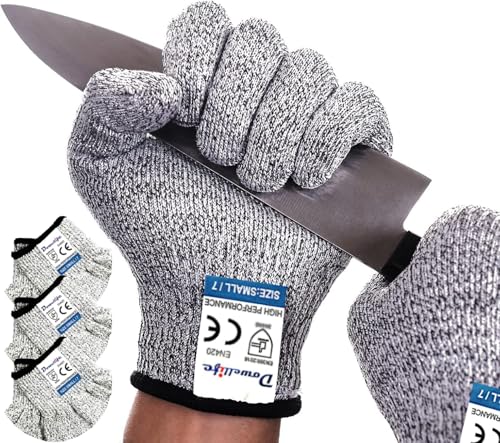 Cut Resistant Gloves Food Grade Level 5 Protection (Small (Pack of 3) / Original)