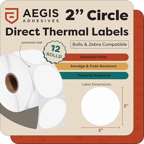 2" Circle Direct Thermal Labels (12 Count)