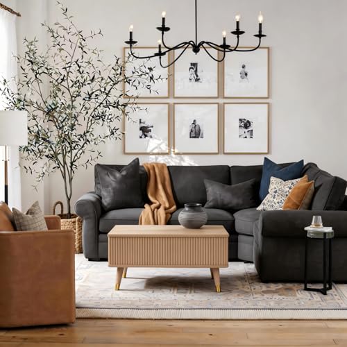 Lift Top Coffee Table with Storage for Living Room (Natural Oak)