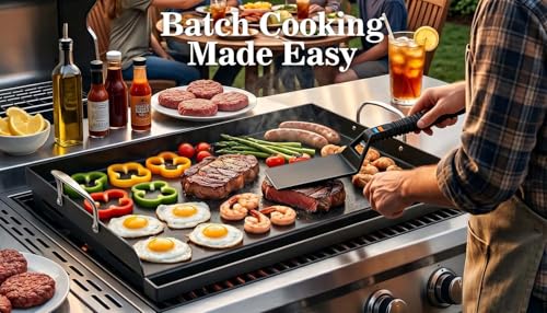 Updated 25" x 16" Cast Iron Griddle for Gas Grill (25.2" x 16.2" x 2.6")