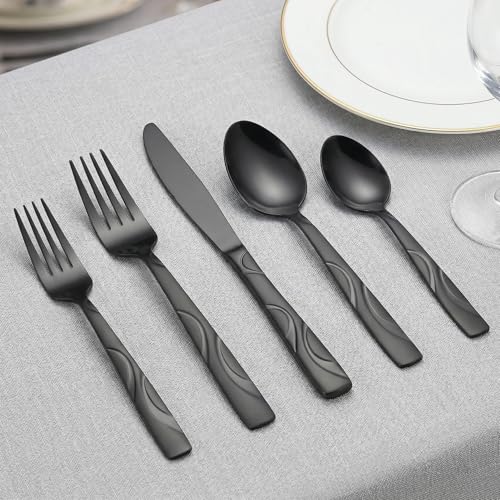 30 Piece Black Silverware Set for 6 (Black / 30-Piece)