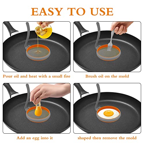Silicone Egg Rings for Frying Egg (4Pcs Round / Gray)