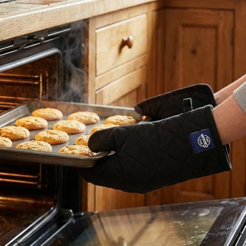 Oven Mitts and Pot Holders Set (Oven Glove + Pot Holder / Full Black)