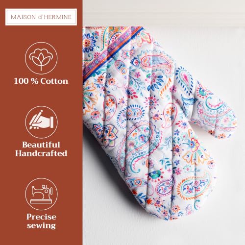 Maison d'Hermine Oven Gloves 100% Cotton Oven Mitt (083 - Indian Floral / 7.5" x 13" (Oven Mitt))