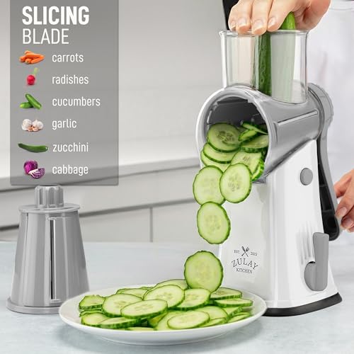 Rotary Cheese Grater Manual Hand Crank 5 Blade Shredder