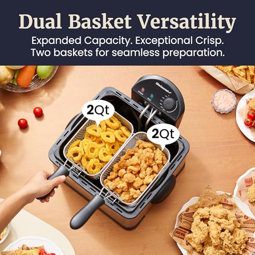 4.5Qt Deep Fryer (2 Baskets / Stainless Steel and Black)