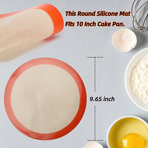 Round Silicone Baking Mats for 10 inch Cake Pan (Bright Orange / 10"L x 10"W)