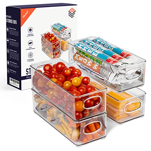 Plastic Pantry Organization and Food Storage Bin (4 Pack)