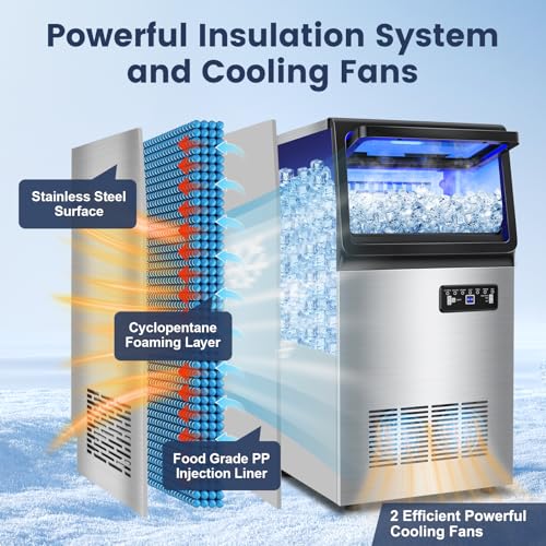 Commercial Ice Maker Machine Dual Water Inlet Options (140Lbs/24H-4F0-1)