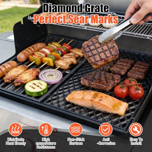 18.75" Dual Sided Diamond Sear Grill Grates for Weber Genesis II (18.9" x 13.4", 1 Pack)