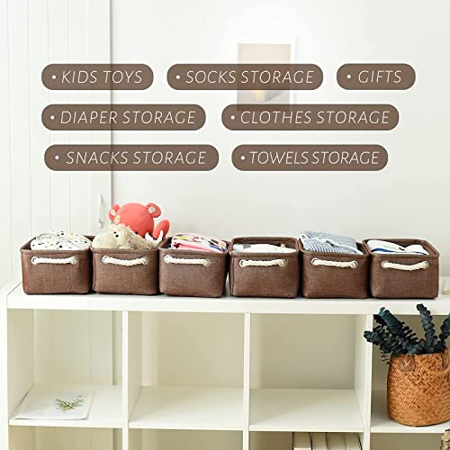 Storage Basket for Organizing (Brown / 6PCS/Small -11.8Lx7.9Wx5.2H)