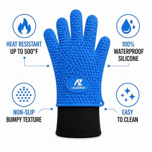 Silicone Oven Gloves (Blue)