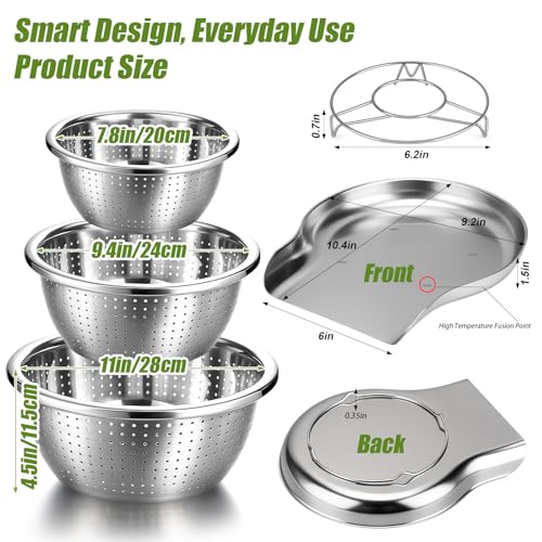 Stainless Steel Colander Set with Self (3 Sizes Stainless Steel Colander Set with Self-Draining Base Plate)