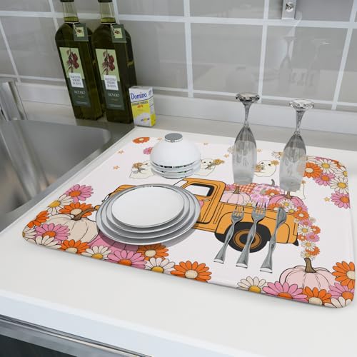 Pink Ghost Dish Drying Mat (Lovely Ghost 605 / 24" x 18")