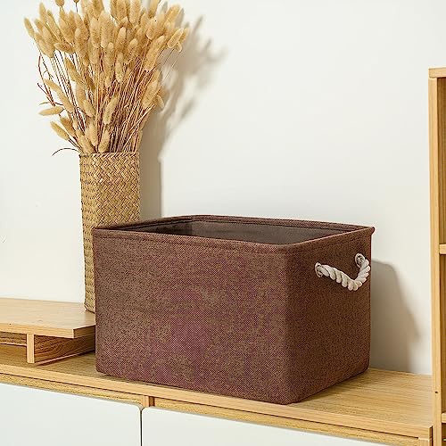 Organization and Storage Basket for Shelves (Brown / 3PCS/Large Cube - 16L×12W×12H)