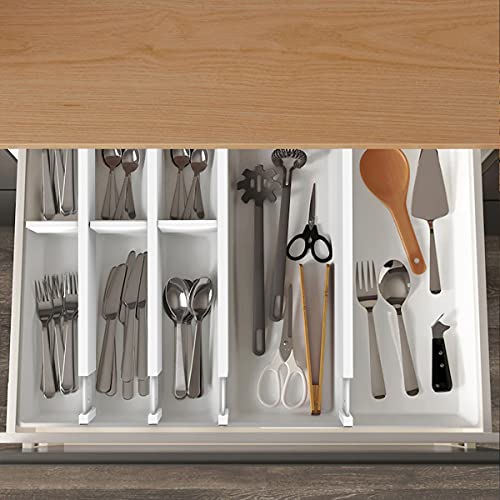 Bamboo Drawer Dividers Organizers (White)