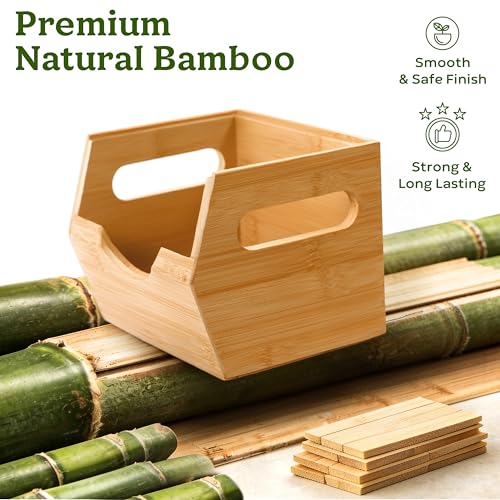 3 Tier Bamboo Pantry Storage Bins (3-Tier ( 5 pack ))