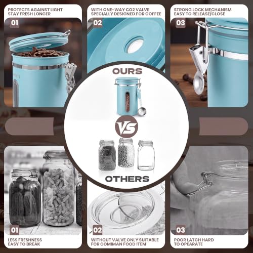 22 OZ Airtight Coffee Canister Stainless Steel (Blue / 22 oz)