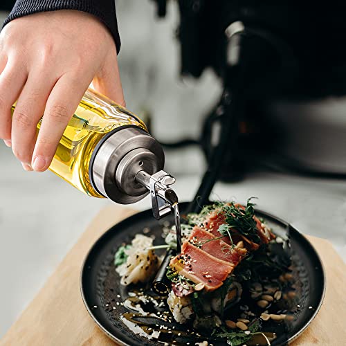 Glass Olive Oil Dispenser Bottle (Silver)