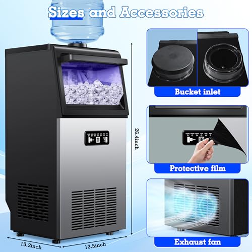 Commercial Ice Maker Machine 100 LBS (100 LBS/24H,36 Ice Cubes / Freestanding Ice Maker)
