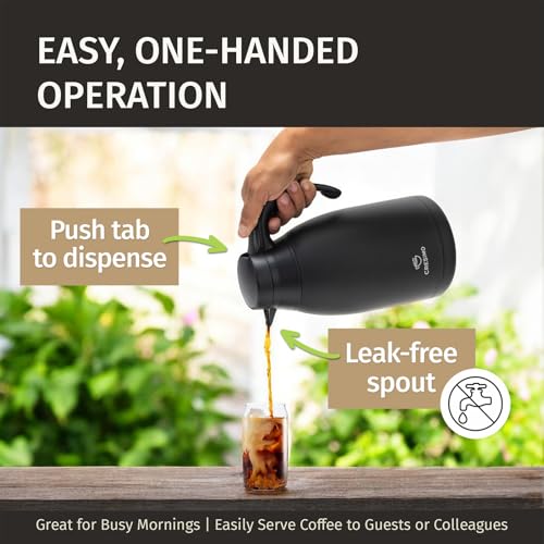 68 Oz Stainless Steel Black Thermal Coffee Carafe (Black 2L / 68 Ounces)