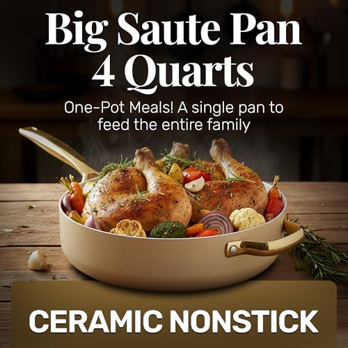 4Qt Saute Pan with Lid (Cream White / 4 Qt)